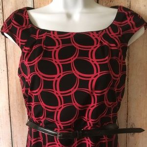 Chadwicks Black and Pink Classy Style Sabrina Neckline Dress